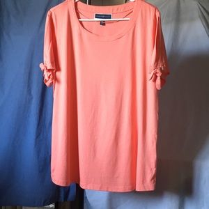 Karen Scott Coral Lining Knot Sleeve Top Size 0X
